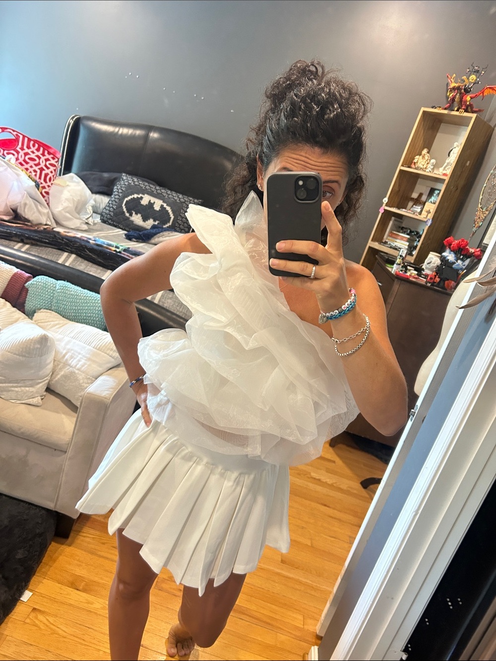 White One-Shoulder Ruffle top